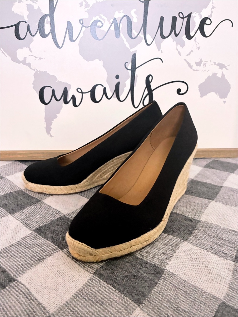 J. Crew “Seville” Espadrille Wedge in Black Canvas